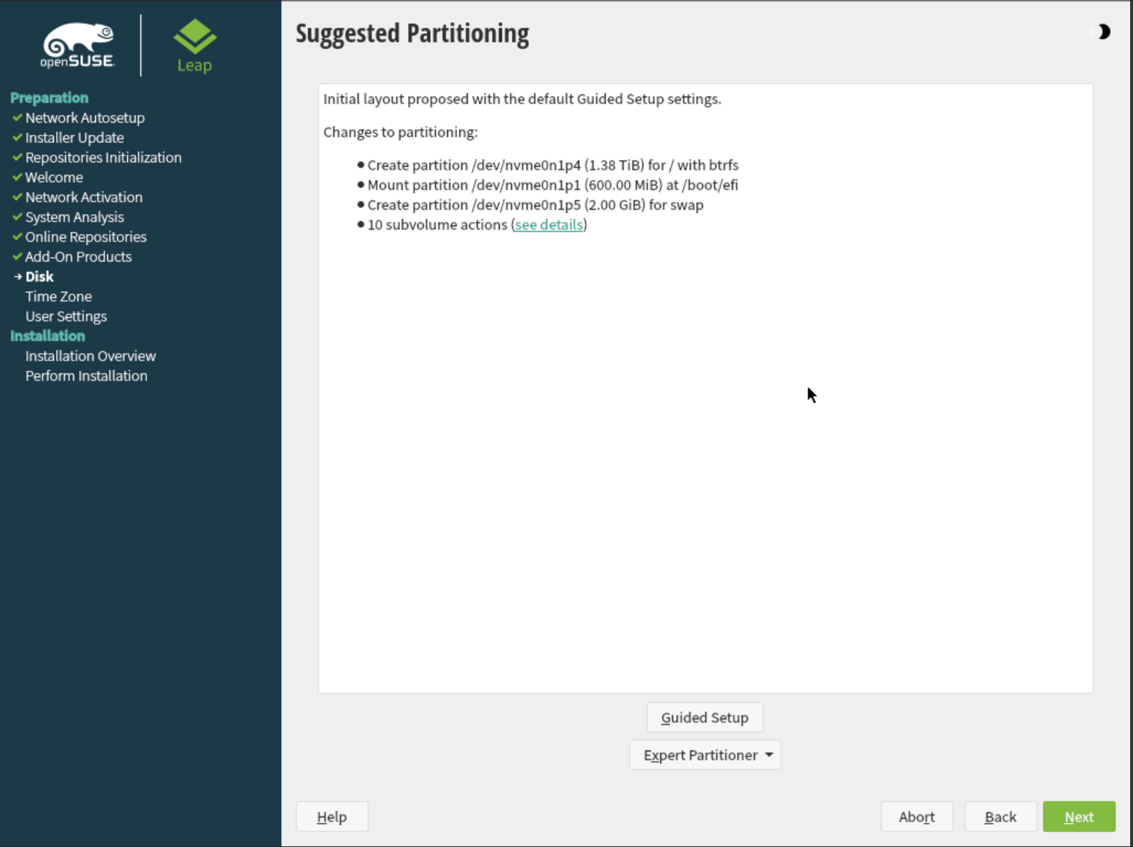 Suggested Partitioning